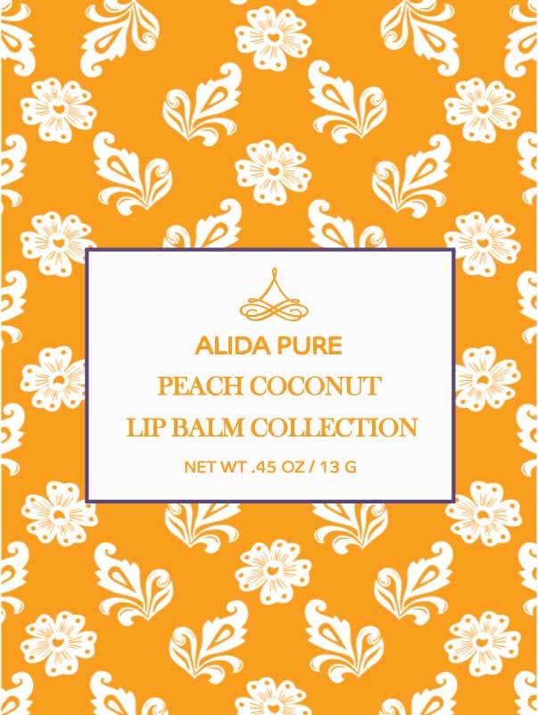 Peach Coconut Lip Balm Collection, Vegan Set, Lip Balm, Beeswax Free, with Organic Jojoba And Avocado Oil, Vitamin E, Natural Moisturizer for Dry, Chapped Lips, 3 Tube Set