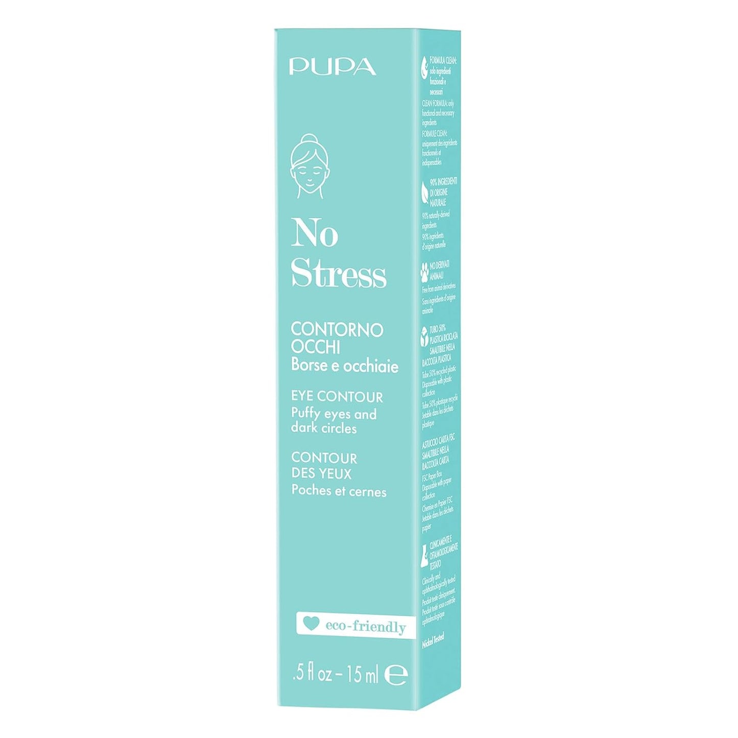 Pupa Milano No Stress Eye Contour, 0.5 oz - Hydrating Eye Cream - Under Eye Cream with Hyaluronic Acid - Eye Cream for Puffiness and Dark Circles