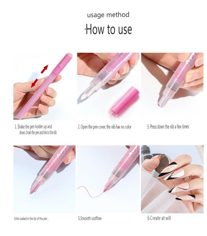3 Gold and 3 Silver Nail Polish Pens Set, Nail Art Pen, Nail Pencil, DIY Drawing Painting Pen, for Nails DIY (3 Gold+3 Silver)