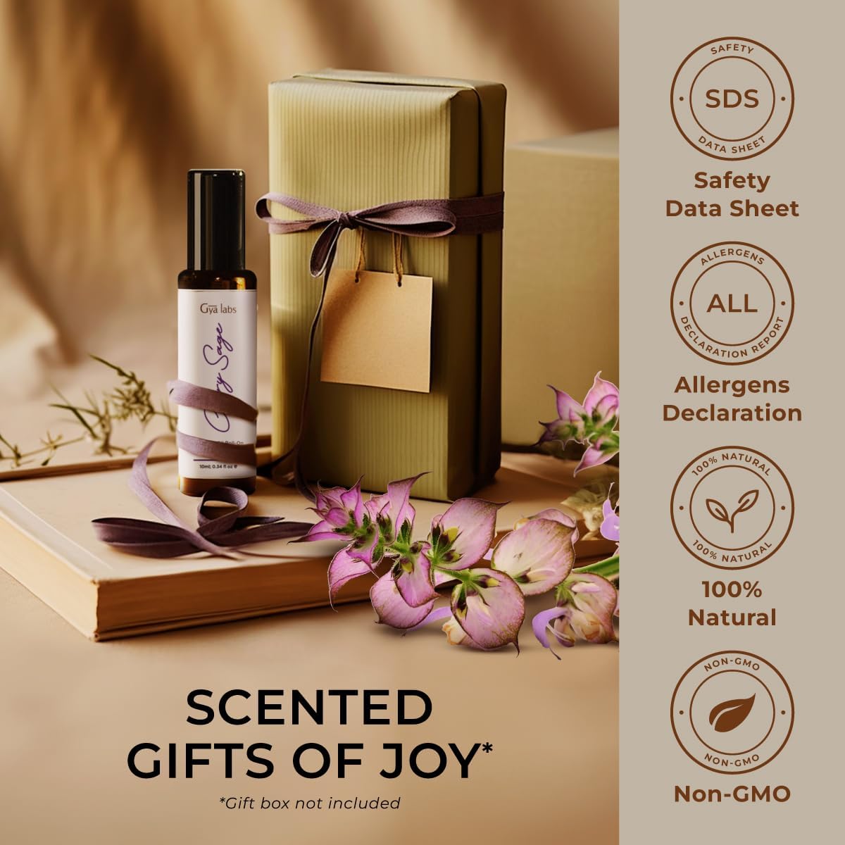 Gya Labs Clary Sage Essential Oil Roll on for Skin Nourishing, 100% Pure Natural Aromatherapy Oil Roller, Soothing & Balancing, Travel Size (0.34 Fl Oz)