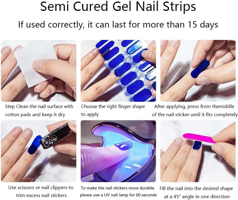 Semi Cured Gel Nail Strips with Gradient Leopard Gel nail stickers Colorful Glitter Nail strips Salon Quality & Easy to Use 20 Pcs for Women