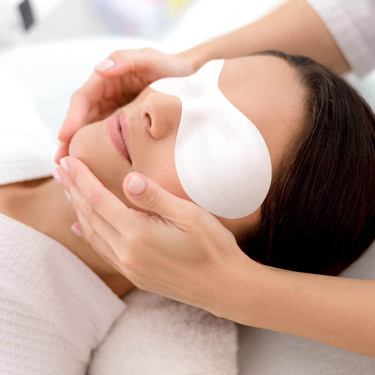 300 Sheets Disposable Eye Mask Paper, Non Woven Eye Care Patches Paper Eye Covers, Cotton Spa Eye Pads for Facials, DIY Clear Eye Mask Paper Beauty Sheets for Makeup…