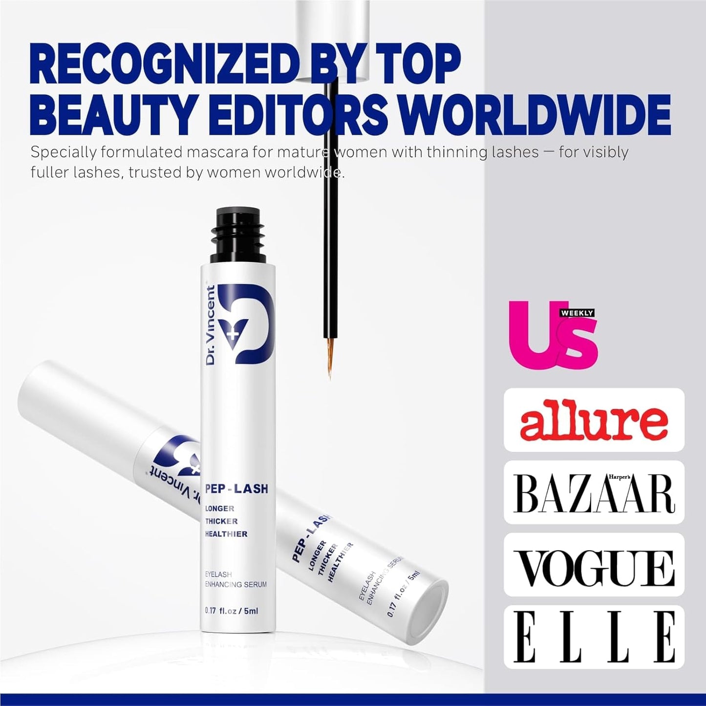 Lash Serum for Eyelash Growth - Eyelash Growth Serum Advanced Peptide Formula with 2.3× Absorption for Fuller, Thicker & Longer Lashes - Vegan & Cruelty-Free, Clinically Tested - 5ml