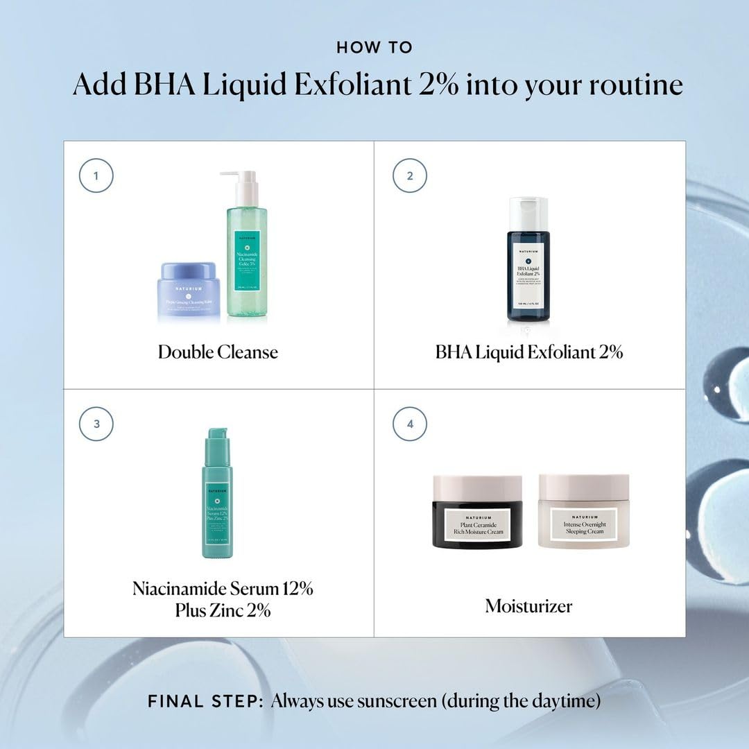 Naturium BHA Liquid Exfoliant 2%, Leave-on Face & Skin Care Exfoliating Pore Treatment, with Salicylic Acid & Bioactive Fruit Acids, Packaging May Vary, 4 oz