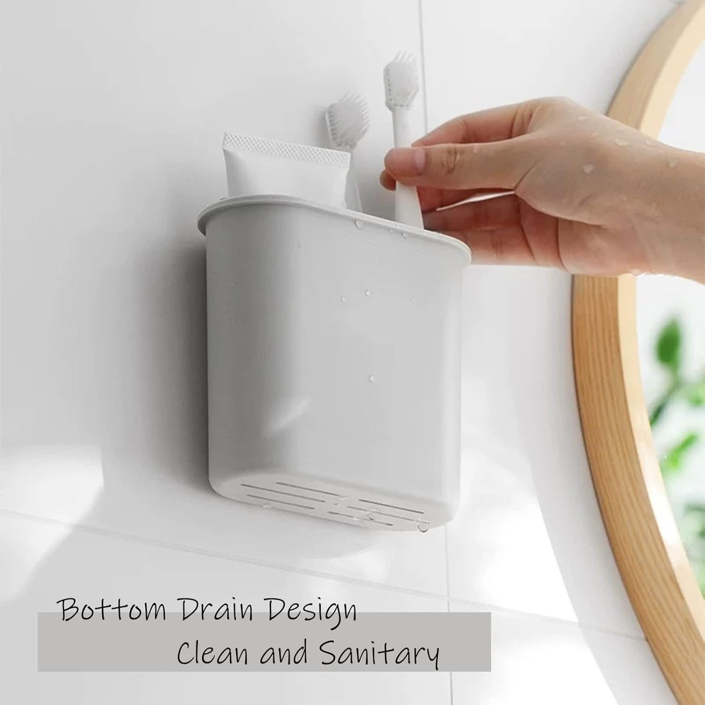 2 Packs Toothbrush Holders Wall Mounted, Self Adhesive Tooth Brush Holder for Bathroom Electric Toothbrush Toothpaste Razor Holder Bathroom Accessories(Clear)