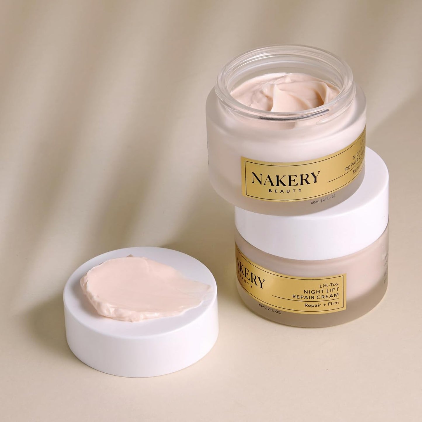 Nakery Lift-Tox Night Cream for Women - Overnight Anti Wrinkle Face Cream for Firmer & Smoother Complexion - Hydrating Night Cream for Women with Crepey Skin - Rich Night Face Cream for Mature Skin
