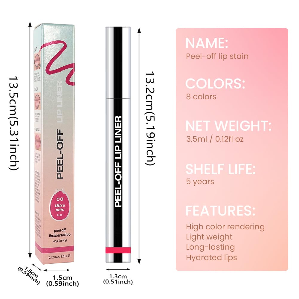 Matte Lip Gloss Stain-Peel Off Lip Liner Tattoo, Delicate Pink Lip Tint,Long Lasting Peel Off Lip Stain, Waterproof Transfer-proof Lip Mask Lip Liner Peel Off Lip Gloss,Stayn Lip Makeup. #00