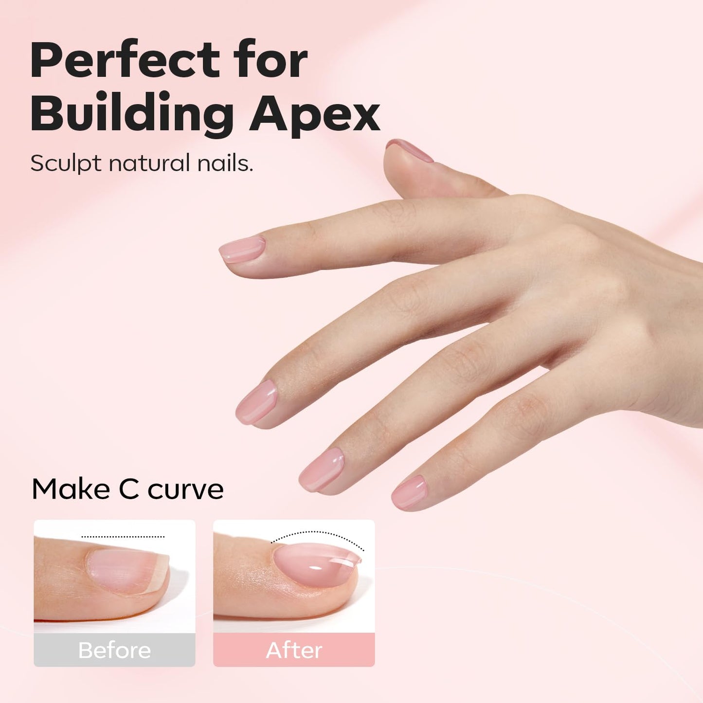 modelones Builder Nail Gel, 8-in-One Neutral Nude Pink Builder for Nail Thickening Apex Building, Rose Blush Pink Rubber Color Base LED Lamp Cured Strengthener Extend Hard Gel Polish for DIY Salon