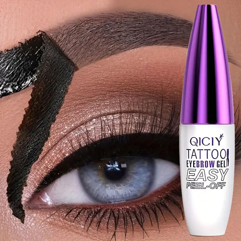 2pcs Black Tattoo Eyebrow Gel Tinting, Waterproof & Transfer-proof for Fuller Brows, Suitable for All Skin Types (Black, 2Pcs)