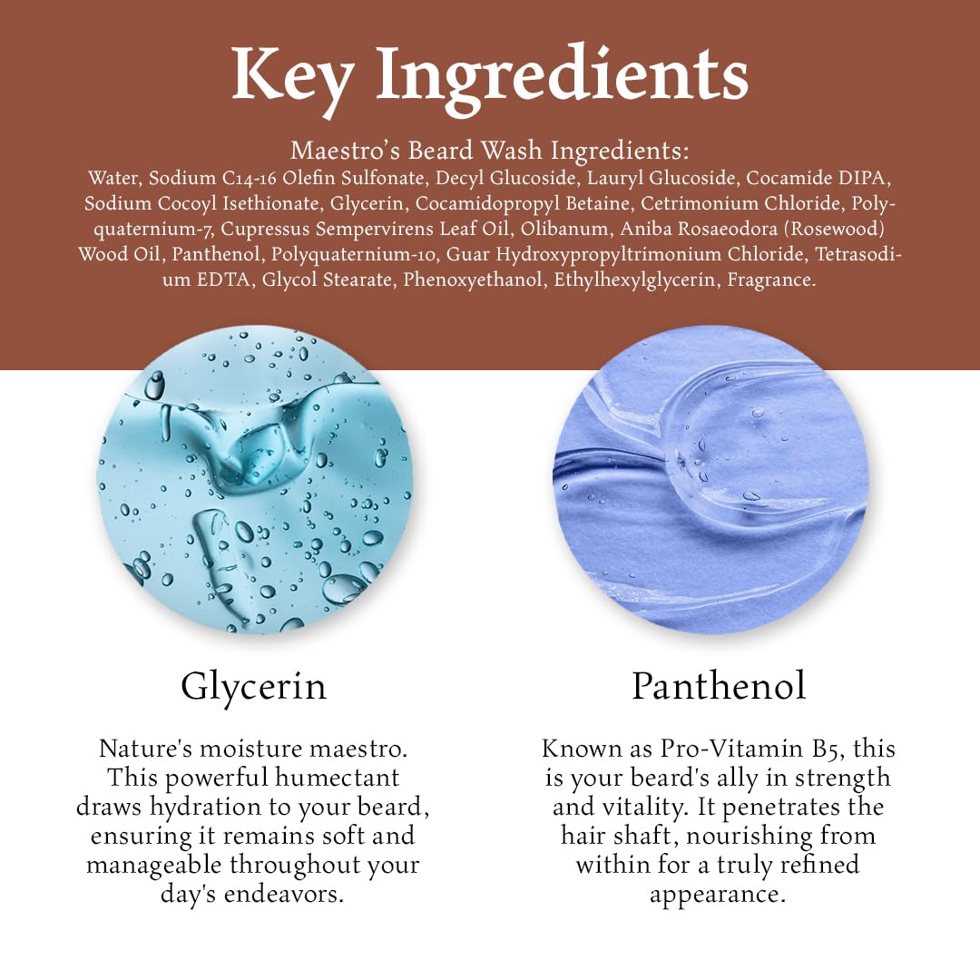 Maestro's Classic BEARD WASH | Deep Cleaning, Non-Drying, Fully Hydrating Gentle Cleanser For All Beard Types & Lengths- Unscented, 4 Ounce