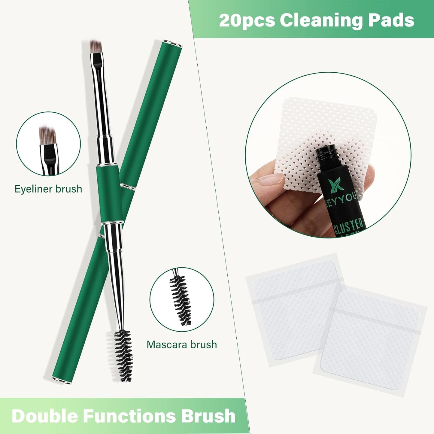 KEYYOU Lash Extension Kit DIY 300Pcs Lash Clusters Eyelash Extension Kit 30D D Curl 9-18MIX Lash Clusters Kit with Lash Glue Remover Applicator Easy to Use for Beginners(Kit,30D-D,9-18MIX)