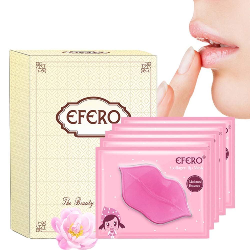 MEICOLY Lip Masks Sheet Moisturizing Pink Crystal Collagen Under Eye Mask Gel Anti-Aging Eye Patches Dark Circle Remover 18 Packs with Box