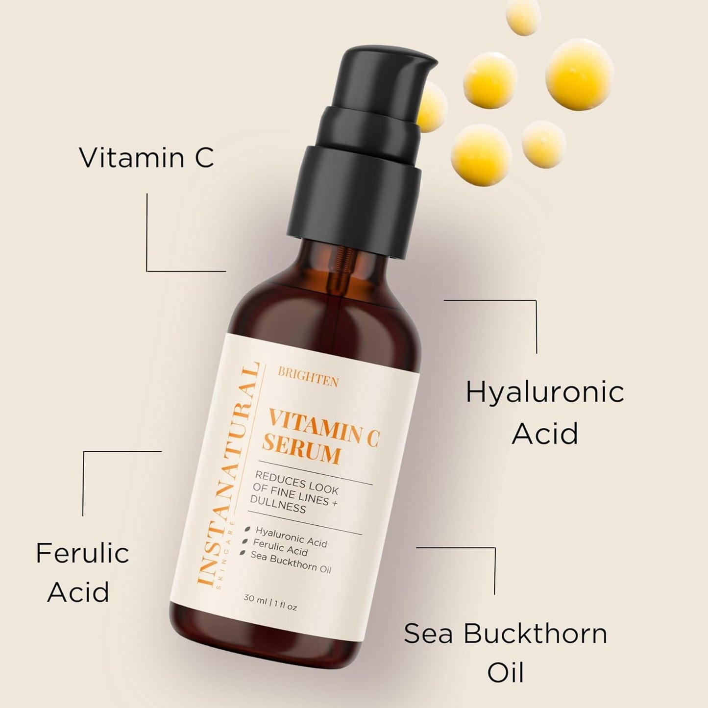 InstaNatural Skin Care Set, Vitamin C Face Wash, Toner, Serum and Moisturizer , Hydrating, Anti Aging and Brightening