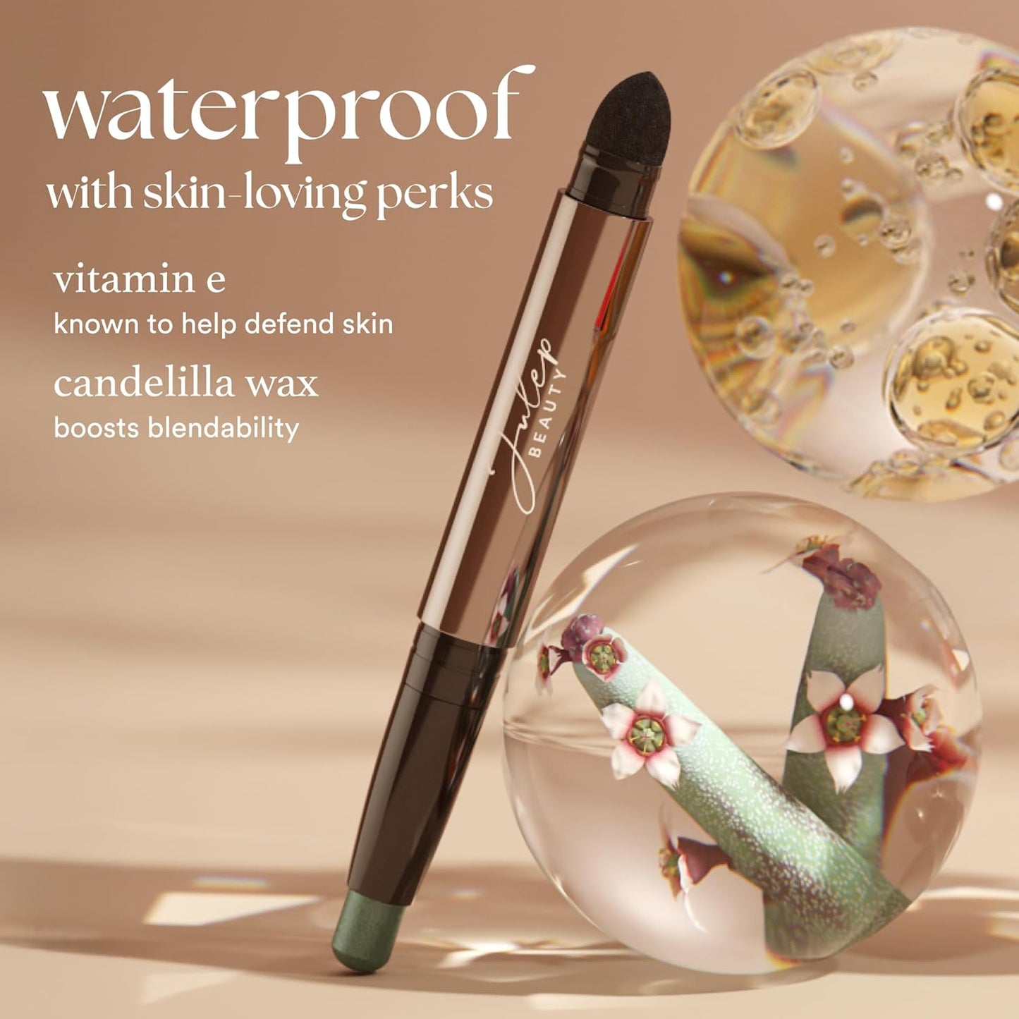 Julep Eyeshadow 101 Cream-to-Powder Waterproof Shadow Stick – Bronze Shimmer – Long-Lasting, Crease-Proof, Luminous Honey Brown Shimmer Eyeshadow with Built-in Smudger