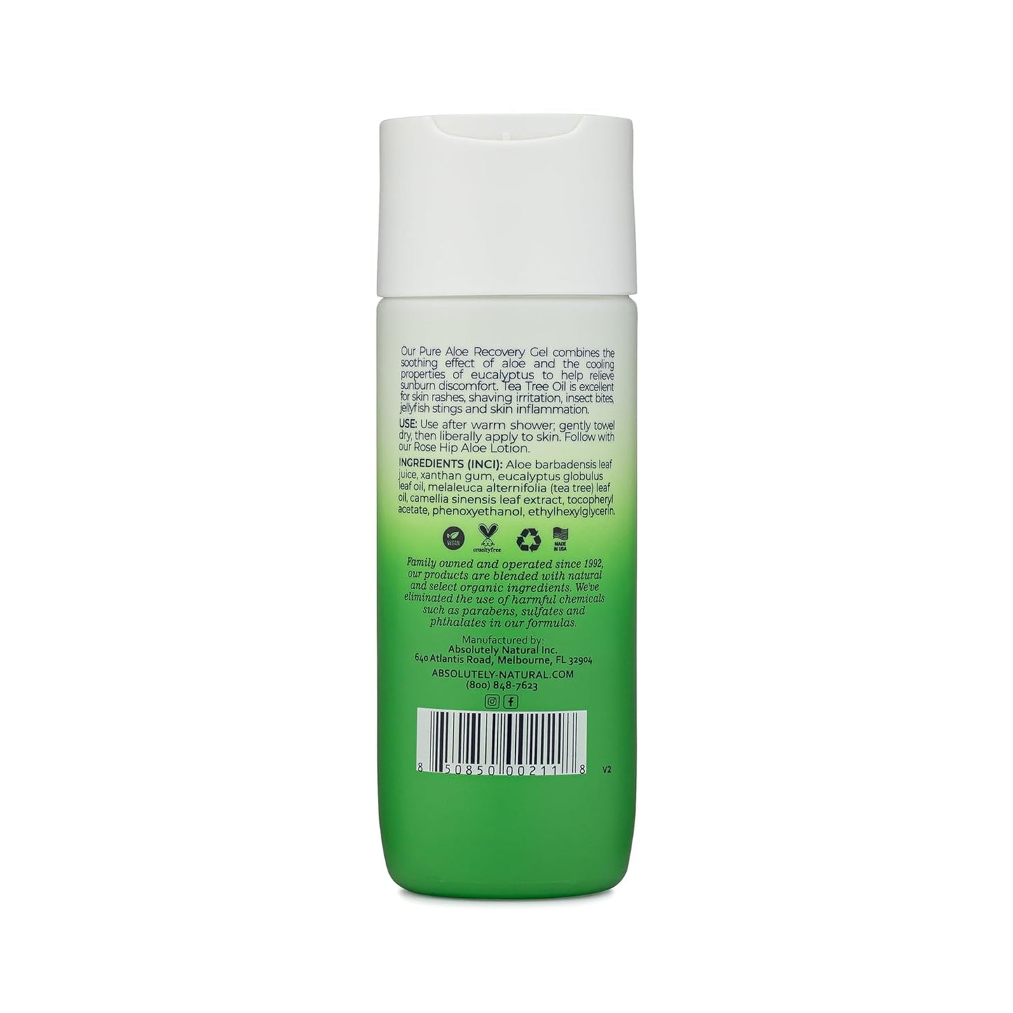 100% Pure Aloe Vera Cooling Gel - Lotion for Sunburn Relief & Rashes - Premium Sun Care with Vitamin E, Eucalyptus - 6 oz