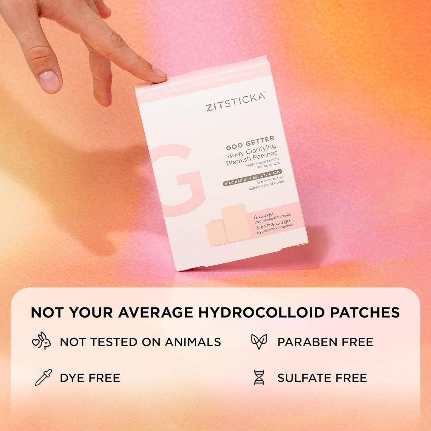 ZitSticka Pimple Patches for Face and Body, Goo Getter Hydrocolloid Patches to Cover Zits & Blemishes, Acne Patches or Zit Spot Stickers, Body Blemish Patch (Body Patch 9 Pack)