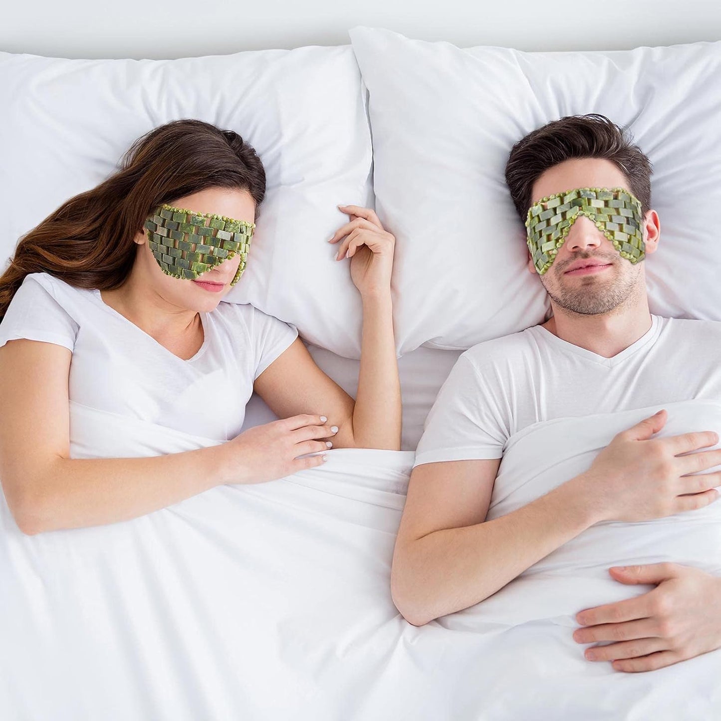 SATINIOR Jade Eye Mask Stone Eye Mask Hot or Cold Using Jade Mask Green Jade Facial Eyes Sleeping Mask Relief Eye Cover for Women Men Soothing, Cooling and Relieving