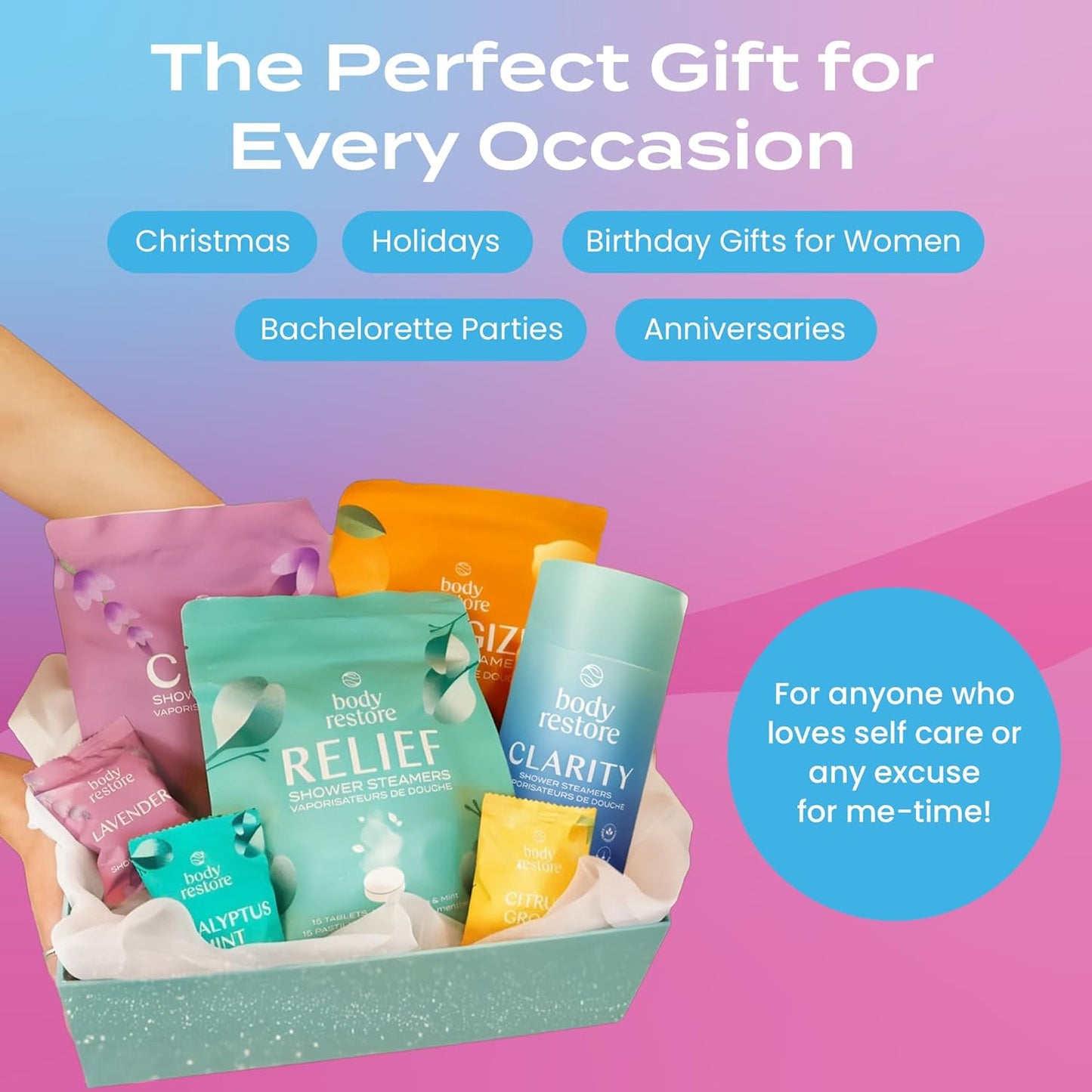 Body Restore Shower Steamers Aromatherapy 6 Pack - Christmas Stocking Stuffers, Birthday Gifts for Women, White Elephant, Relaxation, Self Care for Men - Bloom