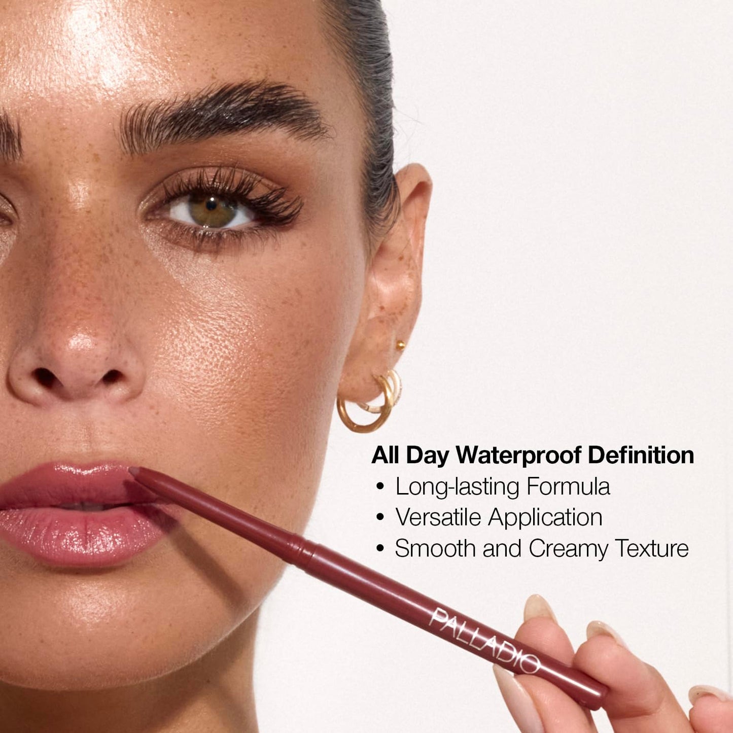 Palladio Retractable Waterproof Lip Liner High Pigmented and Creamy Color Slim Twist Up Smudge Proof Formula with Long Lasting All Day Wear No Sharpener Required, Naked