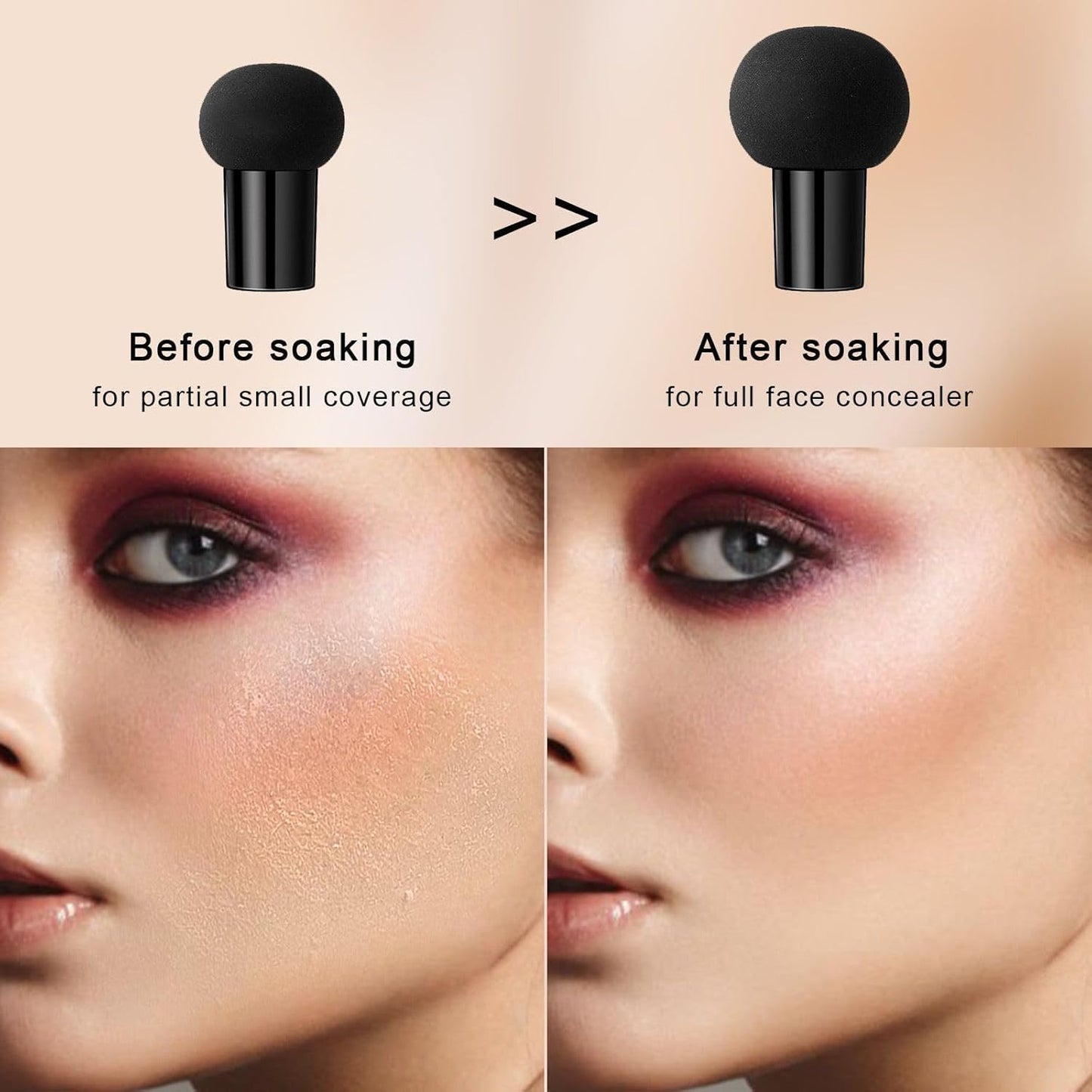 Mushroom Head Air Cushion CC Cream - BB Cream Face Makeup for Mature Skin, Moisturizing Cover Balm Foundation & Long-Lasting Color Correcting Concealer, Even Skin Tone for All Skin Types (Ivory)