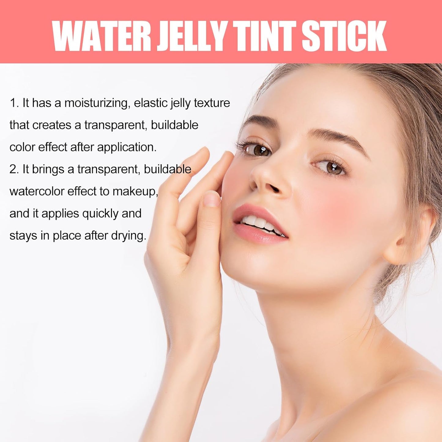 Milk Water Jelly Tint, Sheer Lip & Cheek Stain, Milk Jelly Blush Stick, Buildable Watercolor Finish, 1,000+ Swipes Per Stick. (rose pink)