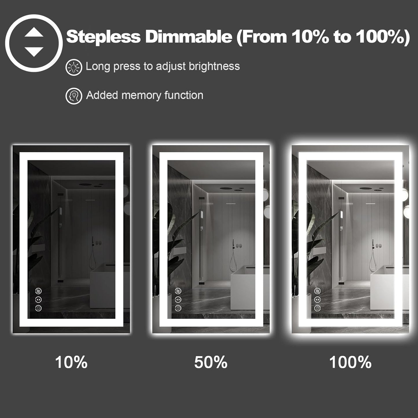 Amorho LED Bathroom Mirror, 20" X28" with Front Light and Backlit, Stepless Dimmable Wall Mount Mirrors, Anti-Fog, Shatter-Proof, Memory, 3 Colors Lihgting, LED Vanity Mirror(Horizontal/Vertical)