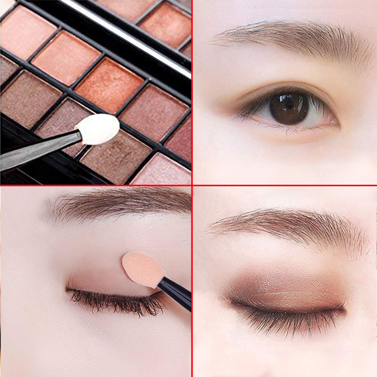 Akstore 200PCS Disposable Dual Sides Eye Shadow Sponge Applicator Eyeshadow Brushes Makeup Brush (Multicolors)
