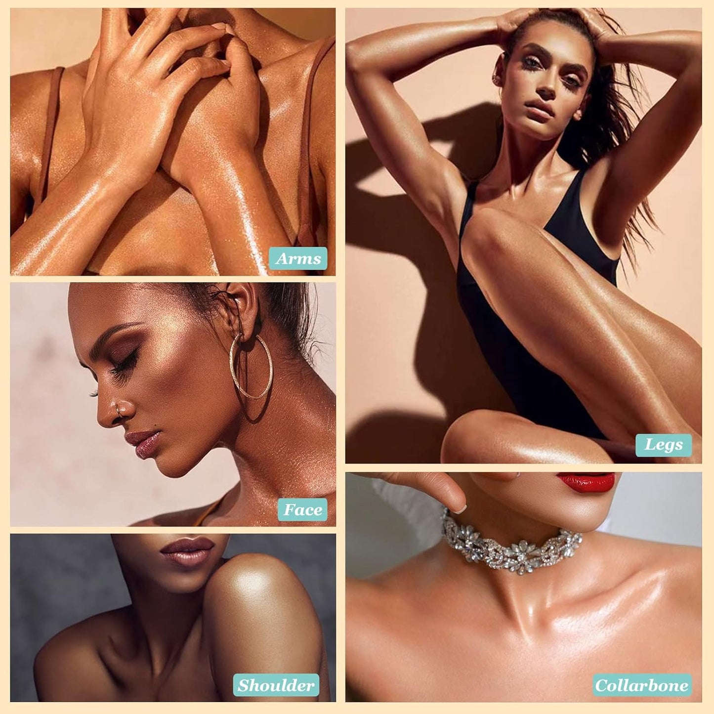 Body Shimmer Oil, Waterproof Long Lasting Moisturizing Bronze Body Luminizer Glow For Face & Body, Liquid Illuminator Body Highlighter 1oz/Jars, Makeup Brush Include (Rose Gold #01)