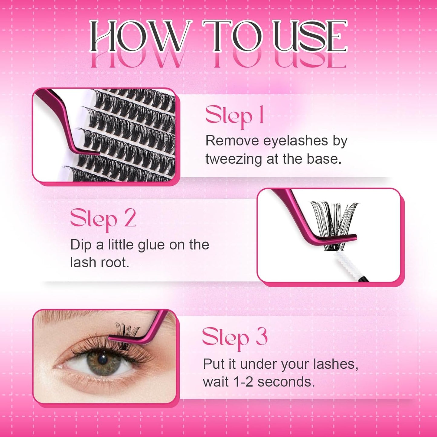 FADLASH Cluster Lashes D Curl Wispy Individual Lashes DIY Eyelash Extension Natural Look Reusable Fluffy Cluster Eyelash Extensions Self Application At Home (60D-0.07D-12-18MIX)