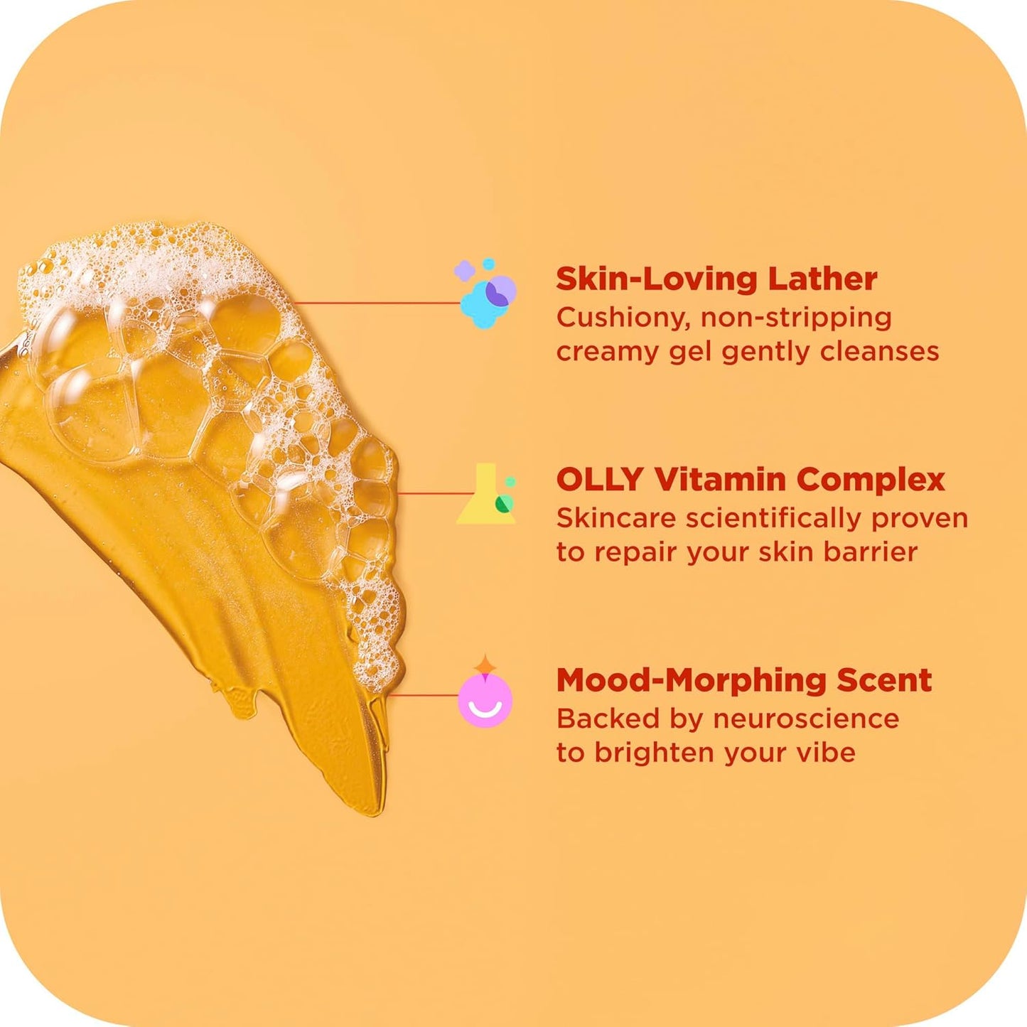 OLLY Bright Body Wash with Ginseng, Caffeine & Vitamin C– Nourishing Cleanser for Skin Barrier Repair, Deep Hydration, Citrus Currant Scent, 17 oz