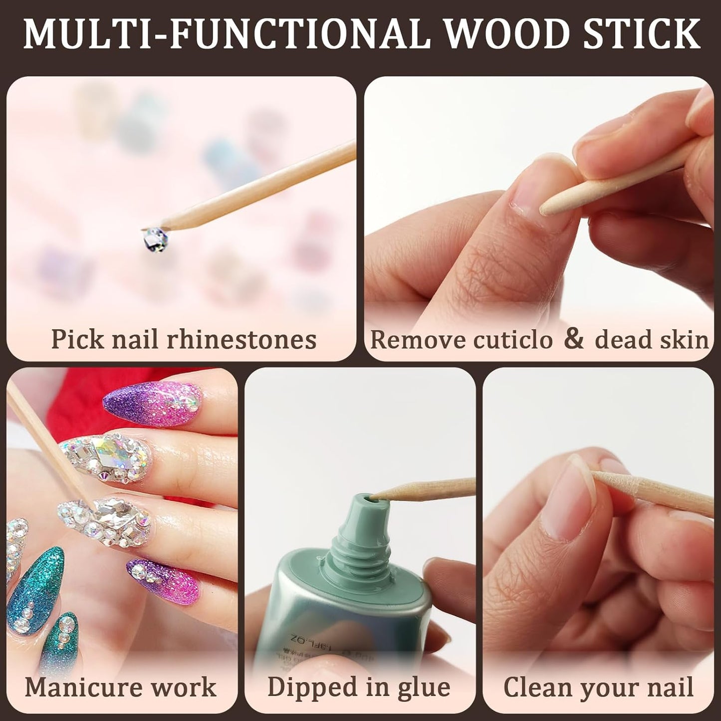 400 Pcs Orange Wood Stick, 4.5 Inch Wooden Cuticle Pusher Sticks for Nail, Manicure Pedicure Sticks for Nail Art