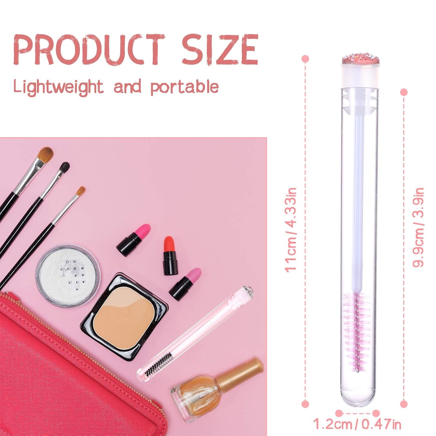 50pcs Eyelash brush Lash Wand Makeup tool Eyelash Extension supplies Cleaning brush Diamond Mascara (50, mix)