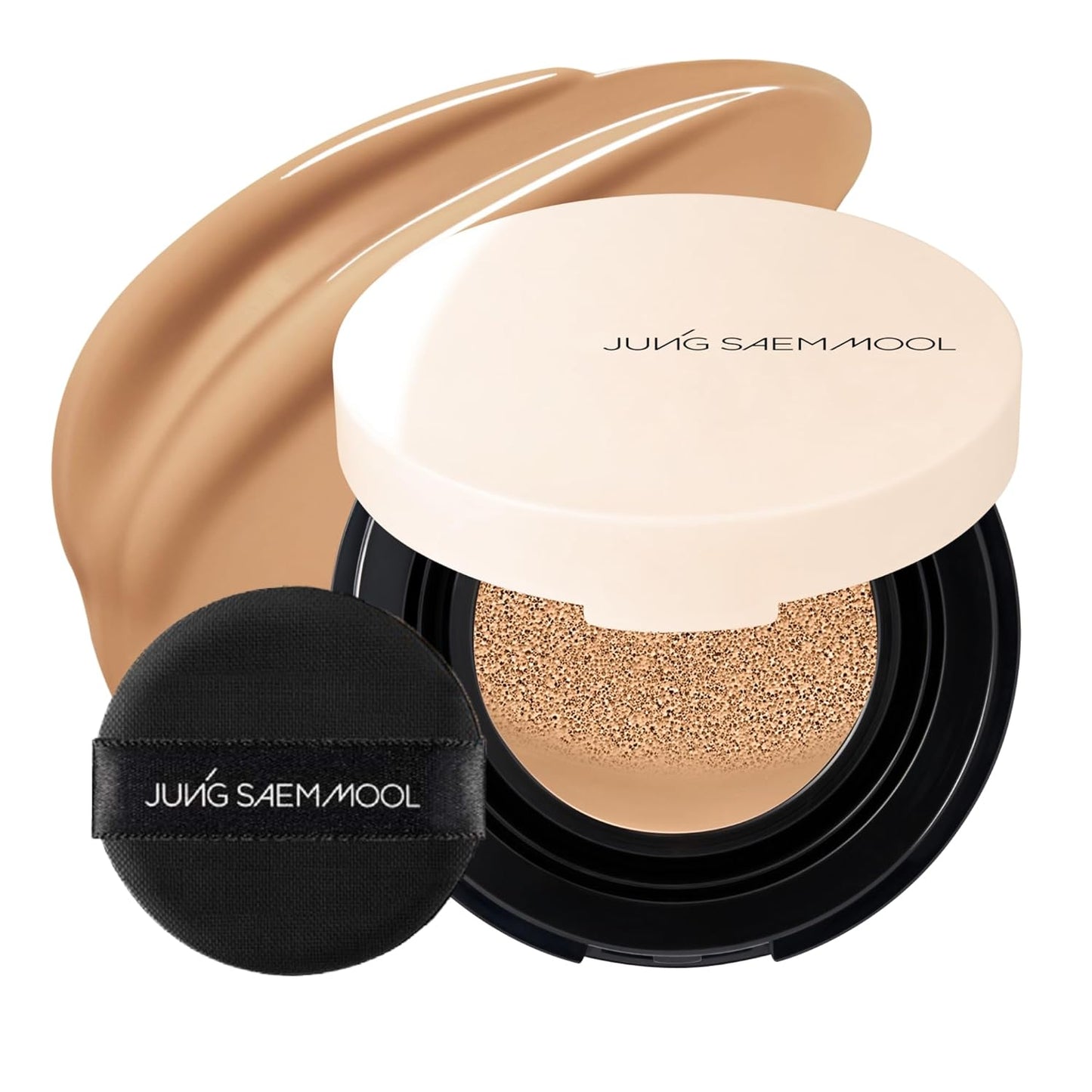 JUNG SAEM MOOL Essential Skin Nuder Cushion Mini 26W Oat 0.17 Fl Oz, Natural Radiant Finish Cushion Foundation with Buildable Coverage, Lightweight Texture, Korean Foundation Makeup