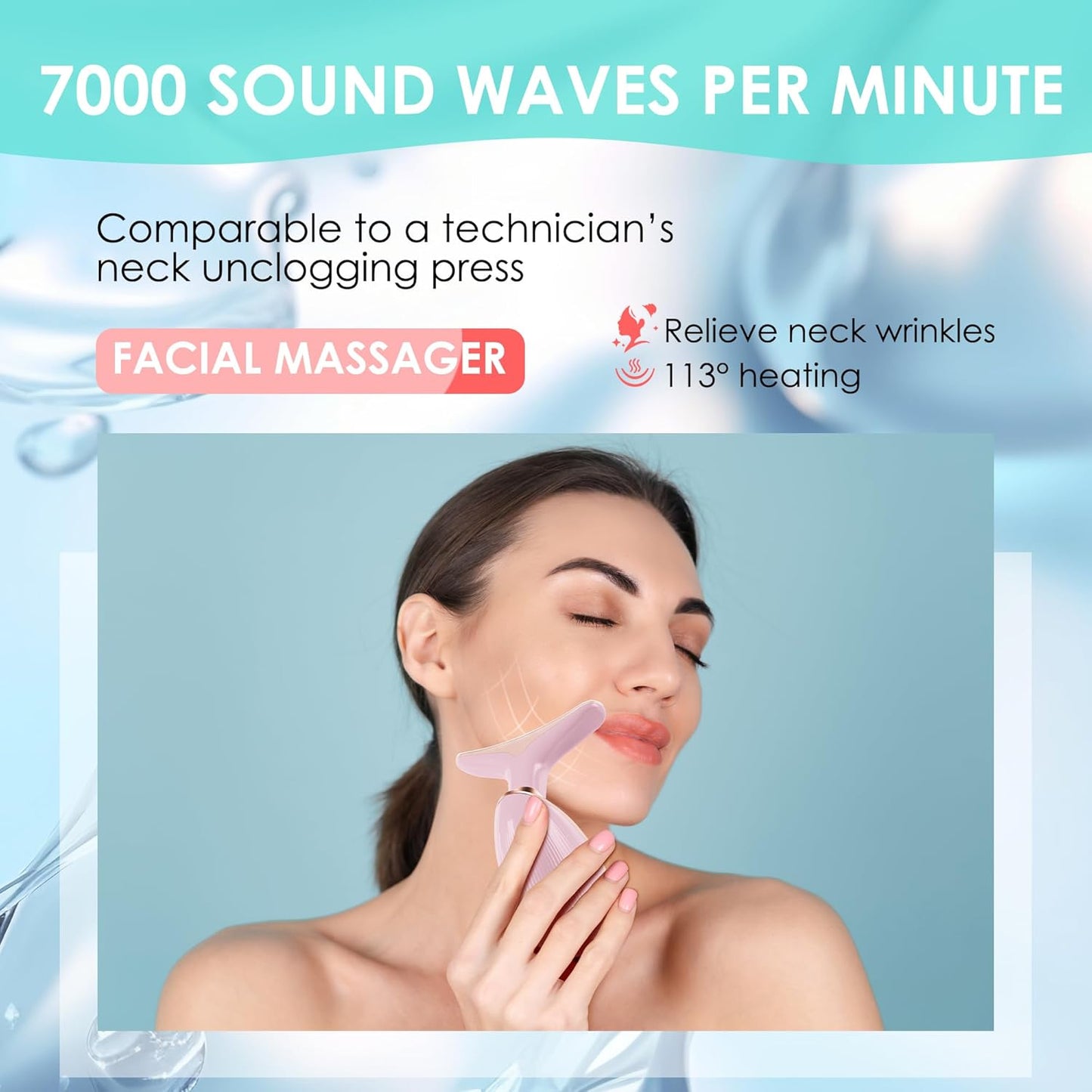 Facial Massager Red-Light-Therapy-for-Face and Neck, Face đť–˛ culpting Wand with 7 Color - Birthday, Christmas, Mothers Day, Valentines Day Gifts for Her Women Mom Best Friend Wife Teacher (Rose Gold)