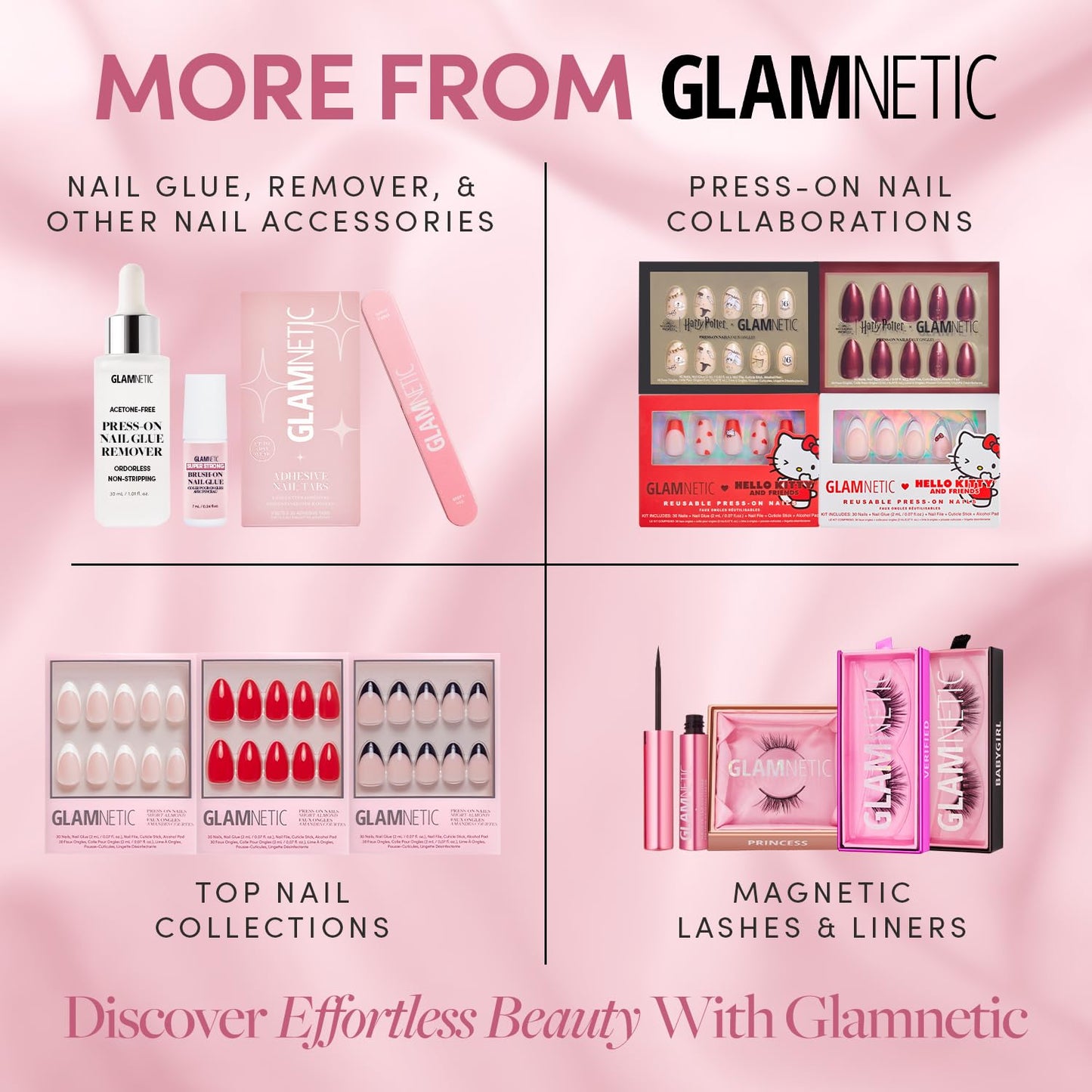 Hello Kitty™ x Glamnetic Super Strong Brush On Nail Glue | Brush Tip Applicator, Mess Free, Travel Friendly, Vegan | Durable & Long-Lasting | .24 fl. oz.