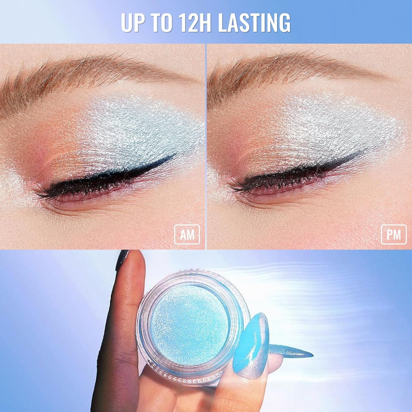 Oulac Cream Eyeshadow also for Highlighter Large Capacity Highly Pigmented Eye Shadow Waterproof &Long Lasting with Moisturizing Formula, Shimmer Glitter Eye Makeup. 6g.16+02