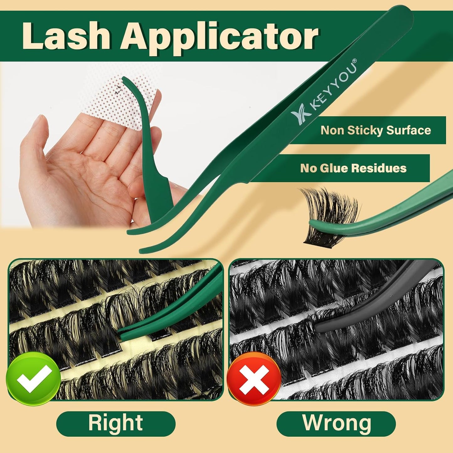 KEYYOU Lash Clusters Kit 182pcs Thick Volume Lash clusters 200D D Curl Wispy Easy to Apply with Lash Bond and Seal Lash Applicator Lash Remover Lash Extension Kit at Home(RMkit-200D-D-10-18mix)