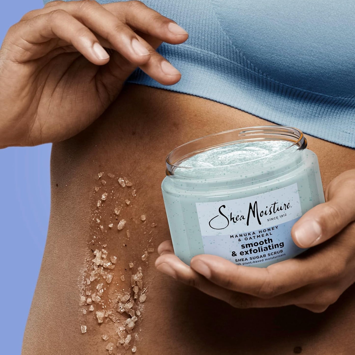 SheaMoisture Shea Sugar Body Scrub Manuka Honey Oatmeal for smooth & exfoliating Smooth and Exfoliating Body scrub with 24h shea moisture nutrients 12 oz