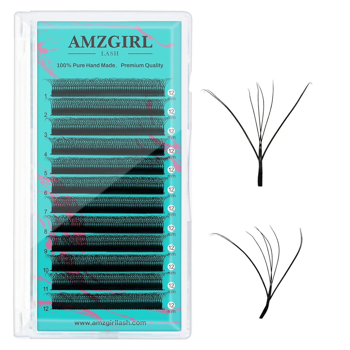 Individual Lashes Cashmere Volume Lash Extensions C Curl 8DW Premade Eyelashes Mixed and Single Tray,Soft and Dense Rapid Blooming Lashes,Eyelash Extensions for Professional Use(12mm)