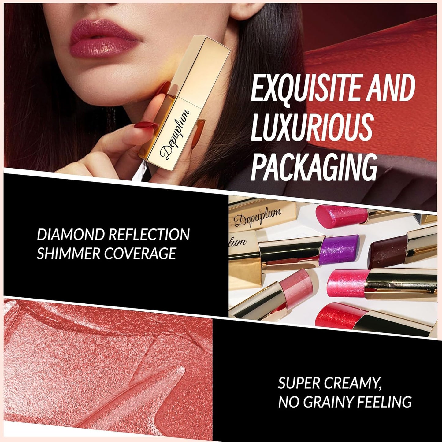 Pink Red Brown Lipstick Set for Women Shimmer Tinted Lip Balm Hydrating Moisturizing Lipstick Cruelty Free Lip Makeup, DM107/108/117