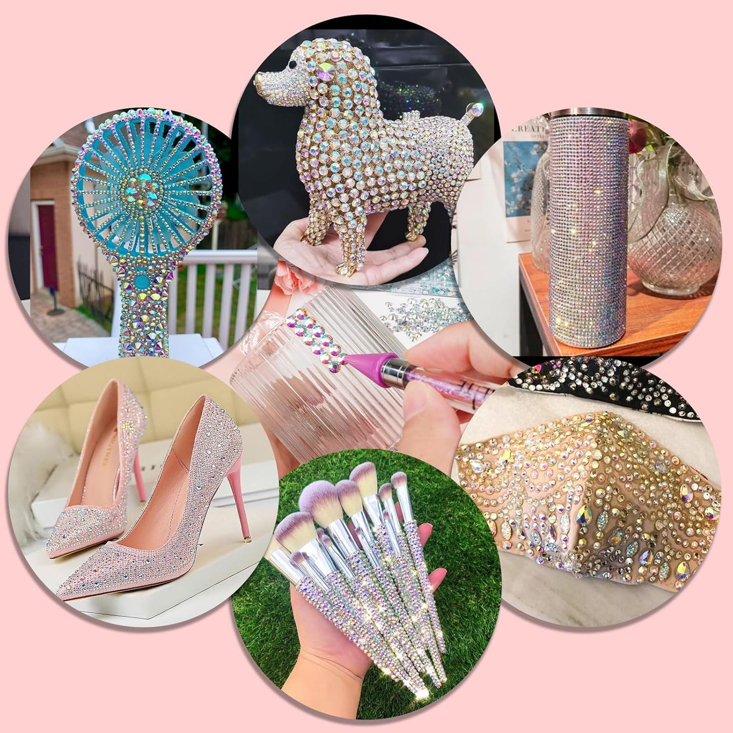 Canvalite 25000PCS Resin Jelly Rhinestones for Crafting,Clear AB Flatback Gems, Bedazzling Crystal with 5 X 2.5g B7000 Jewelry Glue and Tweezers and Dotting Pen for DIY Crafts Clothing Shoes Nail Art