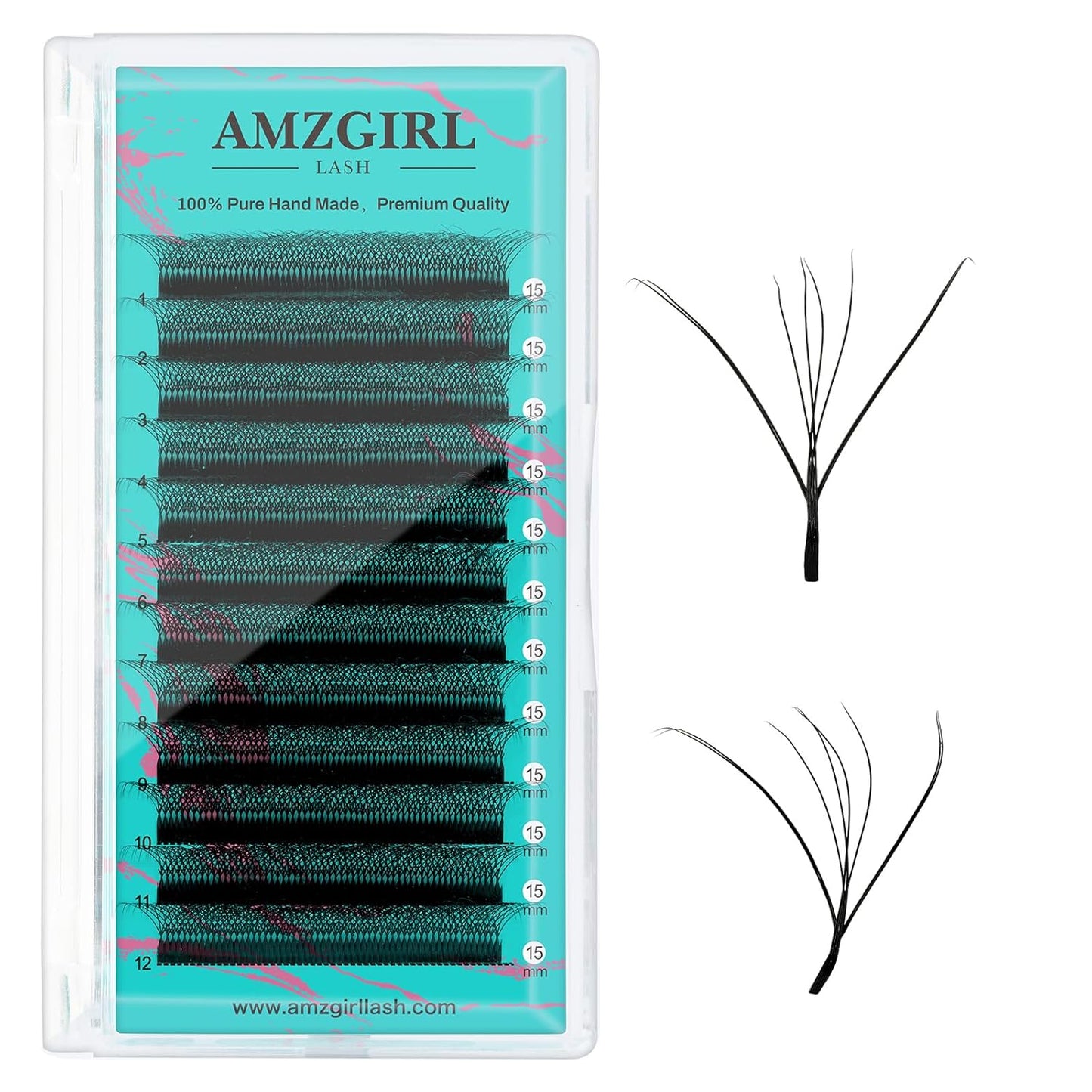 Individual Lashes Cashmere Volume Lash Extensions D Curl 8DW Premade Eyelashes Mixed and Single Tray,Soft and Dense Rapid Blooming Lashes,Eyelash Extensions for Professional Use(15mm)