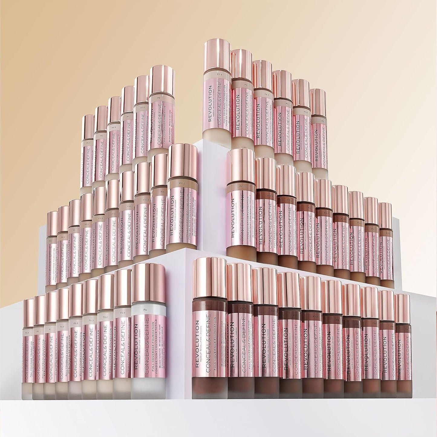 Revolution Beauty, Conceal & Define Foundation, Full Coverage, Long-Lasting Matte Finish, Vegan & Cruelty Free, F9 Medium Skin Tones, 0.8 Fl.Oz.