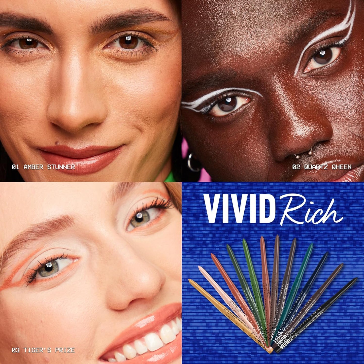 NYX Professional Makeup Mechanical Eye Pencil, Vivid Rich Mechanical, Creamy Retractable Eyeliner - Amber Stunner, Gold Eyeliner