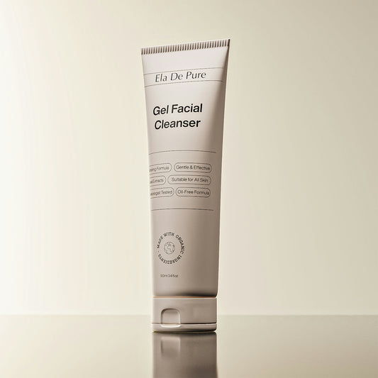 A bottle of gel facial cleanser.