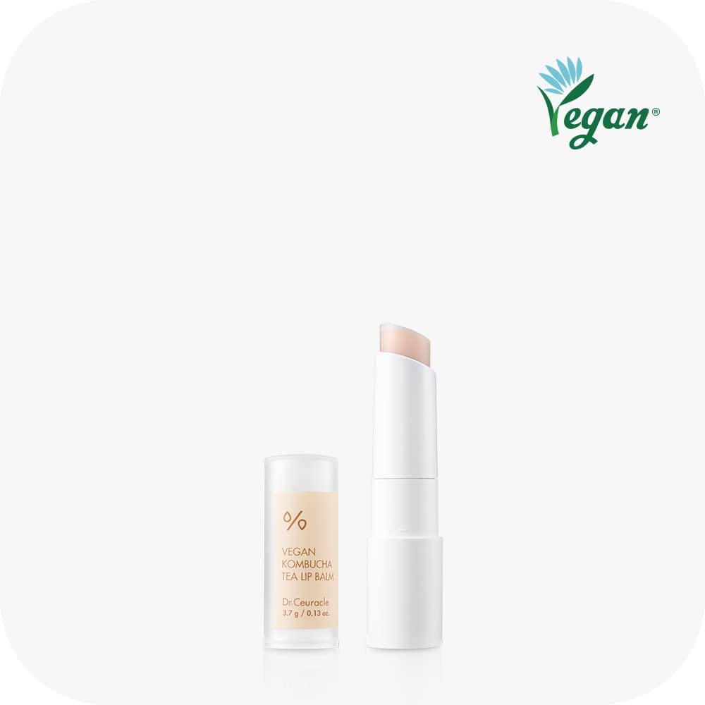 Dr.Ceuracle Vegan Kombucha Tea Lip Balm - Soft, Natural, Lightweight, Hydrating Lip Moisturizer for Dry Cracked Lips, Korean Skincare (3.7 g / 0.13 oz.)