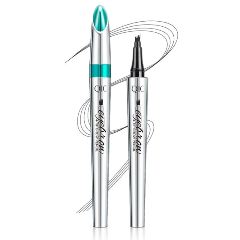 Microblading Eyebrow Pen - Long-Lasting 4D Four-Tip Waterproof Eyebrow pen with Triangular Tip Easy Application for Beginners for Natural Eyebrows (Black)