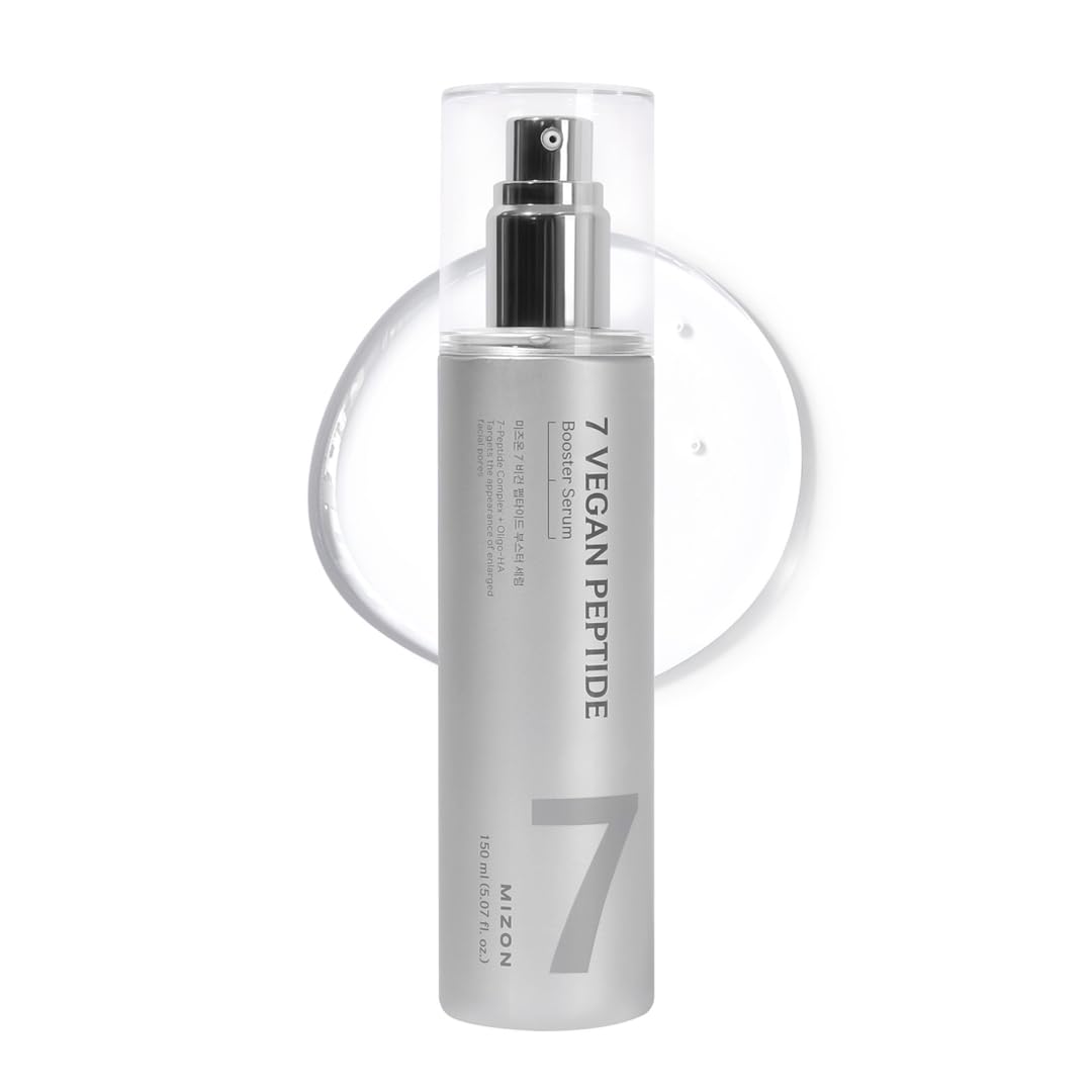 MIZON 7 Vegan Peptide Booster Serum Korean Anti-Aging Face Serum with Niacinamide & Hyaluronic Acid Hydrating Firming & Smoothing Skincare for Fine Lines & Skin Repair – 5.07 fl oz
