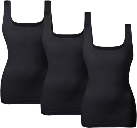 EUYZOU Women's Tummy Control Shapewear Tank Tops Seamless Square Neck Compression Tops Slimming Body Shaper Camisole