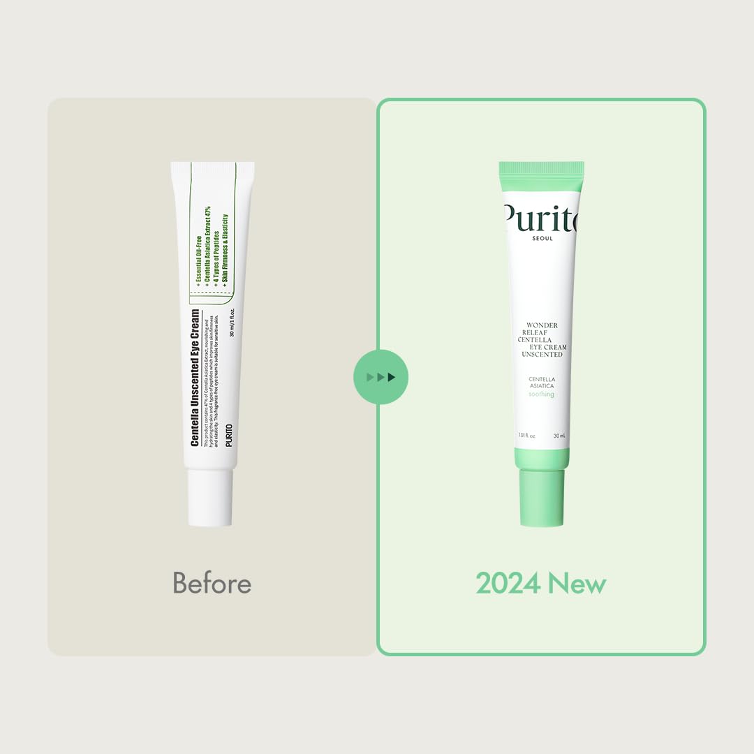 PURITO Centella Unscented Eye Cream, Korean Centella, for Sensitive Skin, Soothing, Facial Eye Cream for face, Dark Circles, Wrinkles, Puffiness, K-Beauty, Vegan & Cruelty-Free, 30ml 1fl.oz